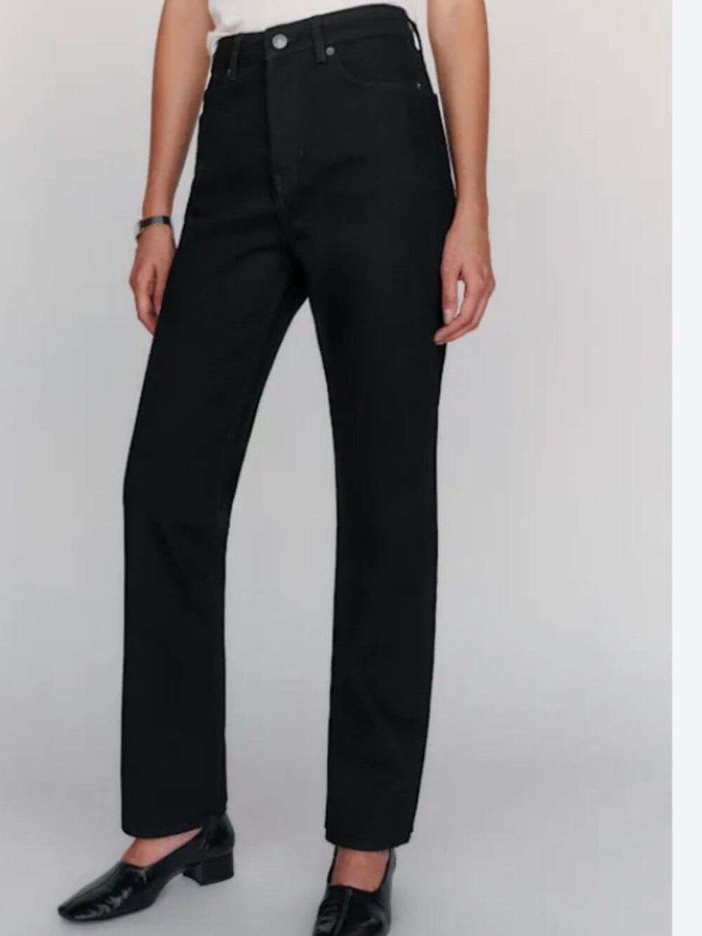 Reformation Cynthia High Rise Straight Jeans Seattle Black 27